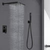 12" Concealed Shower Mixer Valve Tap Square Black Bathroom Twin Head Valve Qotof