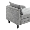 Left Armrest Chenille Chaise Lounge Indoor Lounge Sofa w/Hidden Storage &Pillow