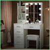 YAMISSI Bedroom Funiture Dressing Table w/LED Mirror Vanity Table Set +6 Drawers