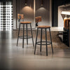 Set of 2 Industrial Bar Stools with Backrests