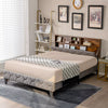 King Size Bed Frame Upholstered Platform Bed Slat Support W/ Storage Headboard