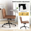 Criss Cross Chair PU Leather Upholstered Legged Office Chair w/ Wheels (Brown)