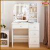Dressing Table with Mirror Drawer Light Makeup Vanity Desk Open Shelves Bedroom