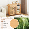Bamboo Rolling Storage Sideboard w/ 2-Door Cabinet-Natural