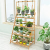 3Tier Bamboo Plant Stand Ladder Garden Rack Folding Display Hanging Shelf