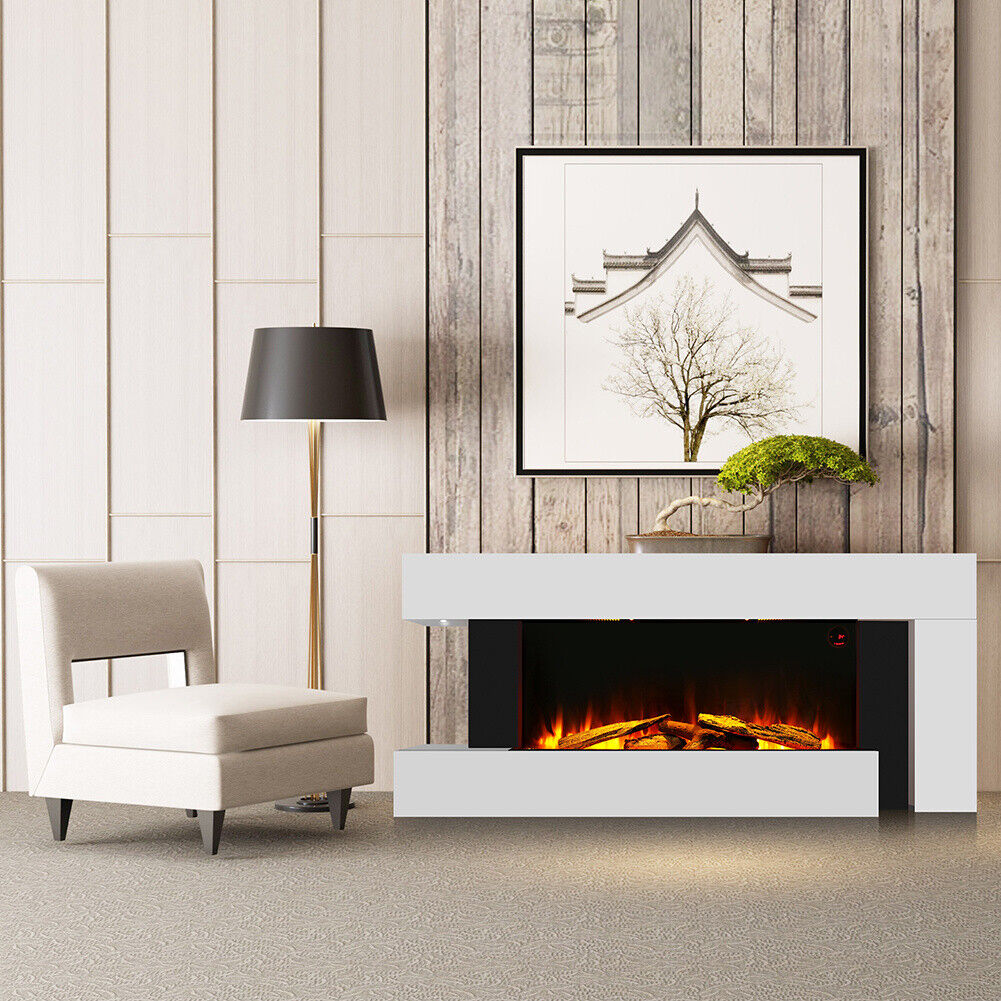 LED Fire Flicker Real Flame Wall Mounted Glass Electric Fireplace Remo ...