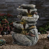 Solar Power Outdoor Water Feature Fountain 4Tier Rock Cascading Ornament w/Light