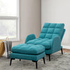 Peacock Blue Velvet Recliner Chair Armchair Lounge Sofa Chair With Footstool Set