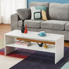 Coffee Table 2 Tiers Wood Tea Table Home Living Room Rectangle Table Black White