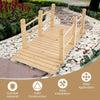 1.5M Wooden Garden Bridge Decorative Arc Footbridge Walkway W/Safety Guardrails