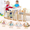 5 Pcs Kids Play Table and Chair Set Children Wooden Activity Table-Beige