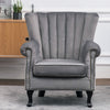 Grey Chesterfield Wing Back Armchair Queen Anne High Back Fireside Winged Chair