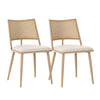 Modern Dining Chairs Set of 2 Kitchen Chairs with Rattan Backrest & Padded Seat