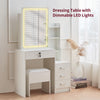 Dressing Table w/ LED Mirror and Drawers Shelves Vanity Make up Desk for Bedroom