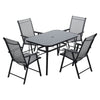 Rectangle Garden Table 120cm Black Outdoor Yard Cafe Dining Table w Parasol Hole