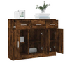 Sideboard 3 Door 3 Drawer Smoked Oak Cabinet Living Room Furniture Wooden Unit