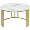 Nesting Coffee Table Set of 2 Marble Effect Side End Table for Living Room