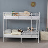 Metal Bunk Bed Frame Single Loft Bed Frame with Ladder Black Heavy Stable White