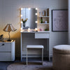 White LED Dressing Table Makeup Vanity with Mirror Drawers & Stool Modern