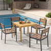 4-Person Large Square Dining Table Outdoor Acacia Wood Patio Bistro Table