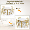 COSTWAY 5 Piece Dining Table Set Round Kitchen Table & 4 Chairs-White