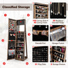 Floor Jewelry Cabinet Armoire Lockable Standing Jewelry Organizer w/Mirror