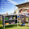 Folding Camping Table Portable Picnic Table 2-Tier Open Shelves-Black