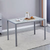 4pcs Grey Faux Leather Dining Chairs & Grey Marble Glass Dining Table Dining Set