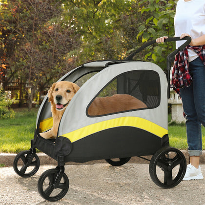 Large Dogs Stroller Foldable Pet Travel Carriage Breathable &Portable 45.5” Tall
