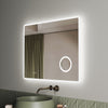 LED Bathroom Mirror with Shaver Socket 3x Magnifying Demister Clock 900 x 700mm