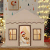 Kids Play Tent 3-4 Kids Large Play Tent House w/2 Opening Doors-Beige