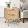Pair of Bedside Cabinet Rattan Furniture 2 Drawer Storage Nightstand Side Table