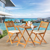 3PCS Wooden Folding Bistro Set Acacia Wood Table Chair w/ Cushions Outdoor Patio