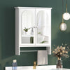 White Bathroom Mirror Cabinet With Laundry Rack Wall Mounted For Bathroom Modern