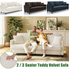 2/3Seater Teddy Velvet Sofa Modern Loveseat Couch for Bedroom Living Room Studio