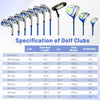 Men's Complete Golf Clubs and Bag Set #1 Driver, #3 Fairway #5Hybrid Blue