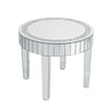Elegant Round Mirrored Coffee Table with Crystal Inlay Bling Silver Accent Table