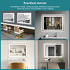 Rectangle LED Demister Bathroom Mirror 3 Color Lights Illuminate Touch Sensor
