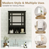 Wall-mounted Bathroom Cabinet Storage Organizer w/Mirror Doors-Black