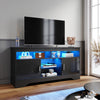 High Gloss 2 Door TV Unit Cabinet 135cm Black TV Stand Sideboard Entertainment
