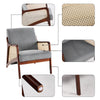 Wooden Frame Accent Armchair Corduroy Fabric Rattan Arm Padded Seat Single Sofa