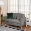 Modern 2 Seater Sofa with Hidden Storage Tufted Cotton Compact Loveseat Grey