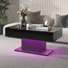 High gloss Coffee Table with RGB LED Lights Living Room Cocktail Table Black