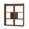 Wooden Bookcase 7 Cubes Open-back Bookshelf Storage Display Shelf-Walnut
