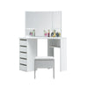 Classic Corner Dressing Table Stool Set White Makeup Desk Vanity Mirror 5 Drawer
