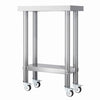 Stainless Steel Kitchen Work Bench Catering Table Worktable W/Undershelf, Wheels