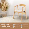 Bamboo Accent Chair Dining Chair with Soft Padded Seat Cushion Armchair Natural