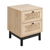 2 Straw Woven Drawer Bedside Table Chest of Drawers Storage Cabinet Furniture
