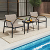 Morden Conversation Bistro Set w/Square Side Table-Brown