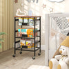 4-Tier Kitchen Storage Cart on Wheels with Pull-out Baskets-Black